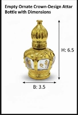 Picture of Premium Royal Golden Empty Glass Attar Bottle with Roll-on - 12ml |-Multicolor