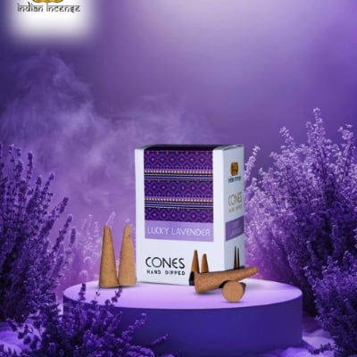 Picture of Lucky Lavendar Hand Dipped Incense Cones-Multicolor