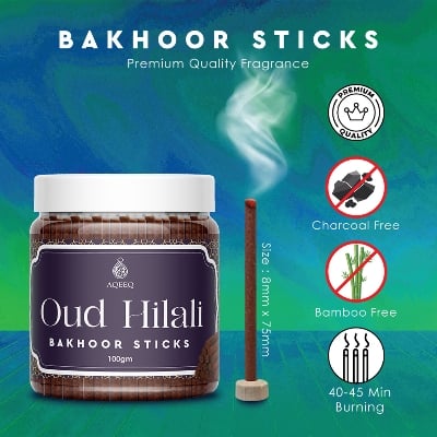 Picture of Aqeeq Oud Hilali Premium Bakhoor Sticks | Honey Spicy Amber Fragrance | Charcoal & Bamboo Free | 100gms-Multicolor