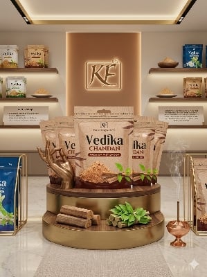 Picture of Vedika Chandan Premium Wet Dhoop, a type of traditional Indian incense made from sandalwood. -Multicolor