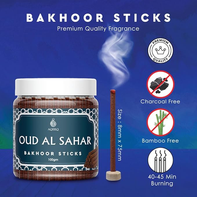 Picture of Oud Al Sahar Premium Bakhoor Sticks | Rose Saffron Caramel Oud Amber Musk Fragrance | Ideal for Home Relaxation Meditation Prayer | Charcoal & Bamboo Free Arabian Bukhoor Sticks | 100gms-Multicolor