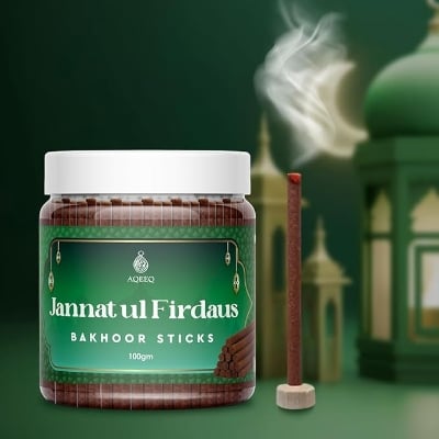 Picture of Jannat ul Firdaus Bakhoor Sticks | Fresh Floral Arabic Bakhoor Incense Sticks for Home Prayer Mediation Relaxation | Divine Premium Arabian Bukhoor | 100g Jar-Multicolor