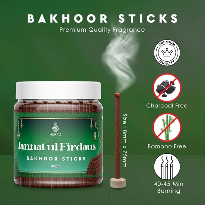 Picture of Jannat ul Firdaus Bakhoor Sticks | Fresh Floral Arabic Bakhoor Incense Sticks for Home Prayer Mediation Relaxation | Divine Premium Arabian Bukhoor | 100g Jar-Multicolor