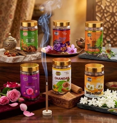 Picture of JesaL AGARBATTI

Bela ke Phool,Rose,Kesar Kasturi,Oudh,Chandan,Scentinol Premium White Dhoop Sticks 100 grm Jar-Pack of 6 (100 gm X 6 Jar =600 gm) Export Quality 6 Jar dhoop-Multicolor