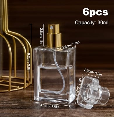 Picture of 6 Pack Glass Perfume Bottles 30ml Refillable Empty Perfume Bottles for Face Toner for Women Men Gold-Multicolor
