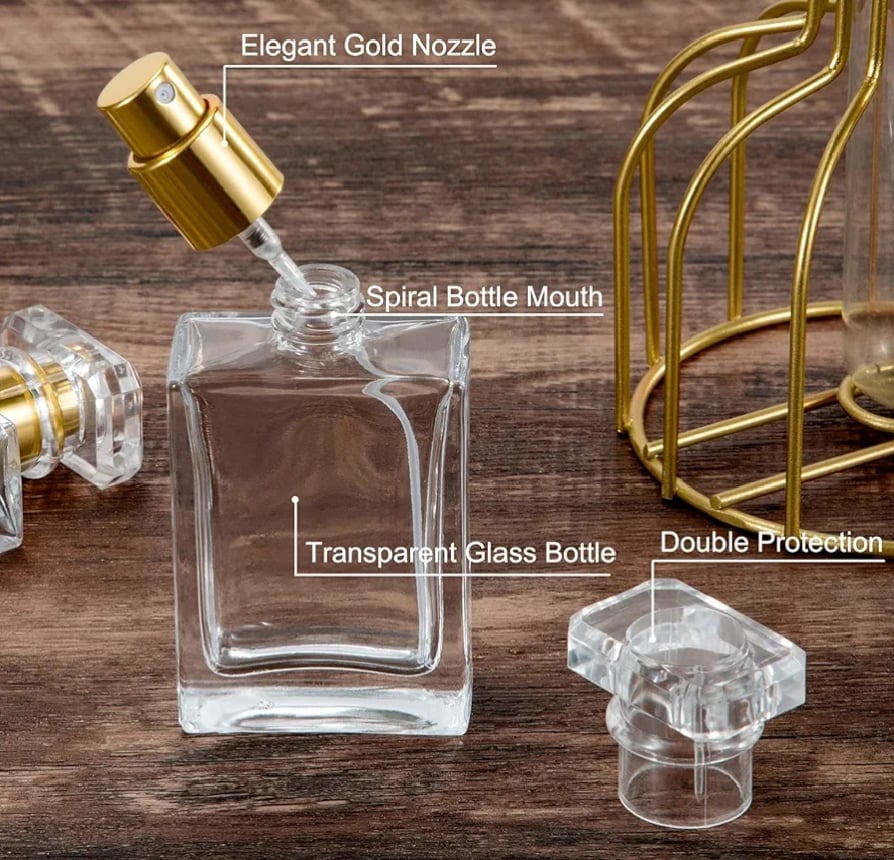 Picture of 6 Pack Glass Perfume Bottles 30ml Refillable Empty Perfume Bottles for Face Toner for Women Men Gold-Multicolor