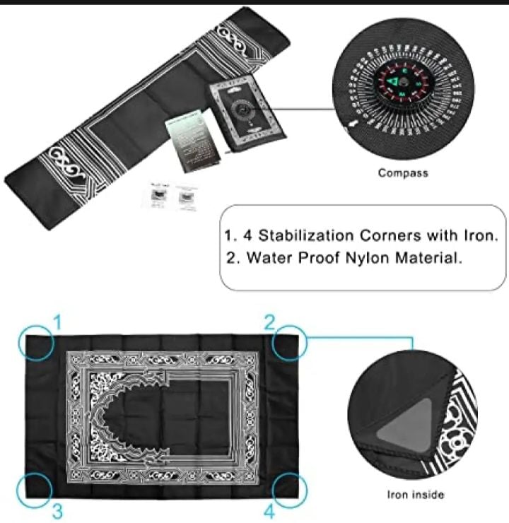 Picture of Portable Pocket Prayer Mat Jaynamaz with Qibla Direction Waterproof and Travel Size Jainamaz |
