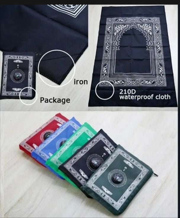 Picture of Portable Pocket Prayer Mat Jaynamaz with Qibla Direction Waterproof and Travel Size Jainamaz |