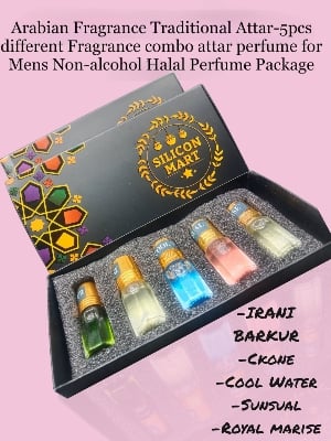 Picture of Arabian Fragrance Traditional Attar-5pcs different Fragrance combo attar perfume for Mens Non-alcohol Halal Perfume Package AA5
