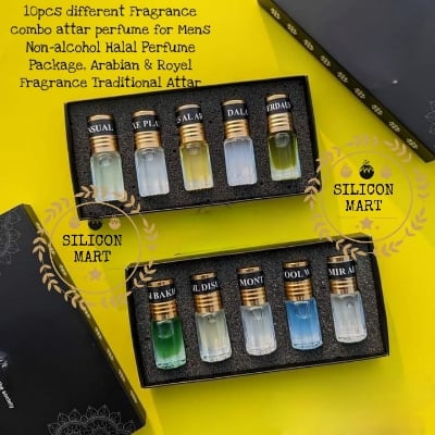 Picture of 10pcs different Fragrance combo attar perfume for Mens Non-alcohol Halal Perfume Package, Arabian & Royel Fragrance Traditional Attar AR10