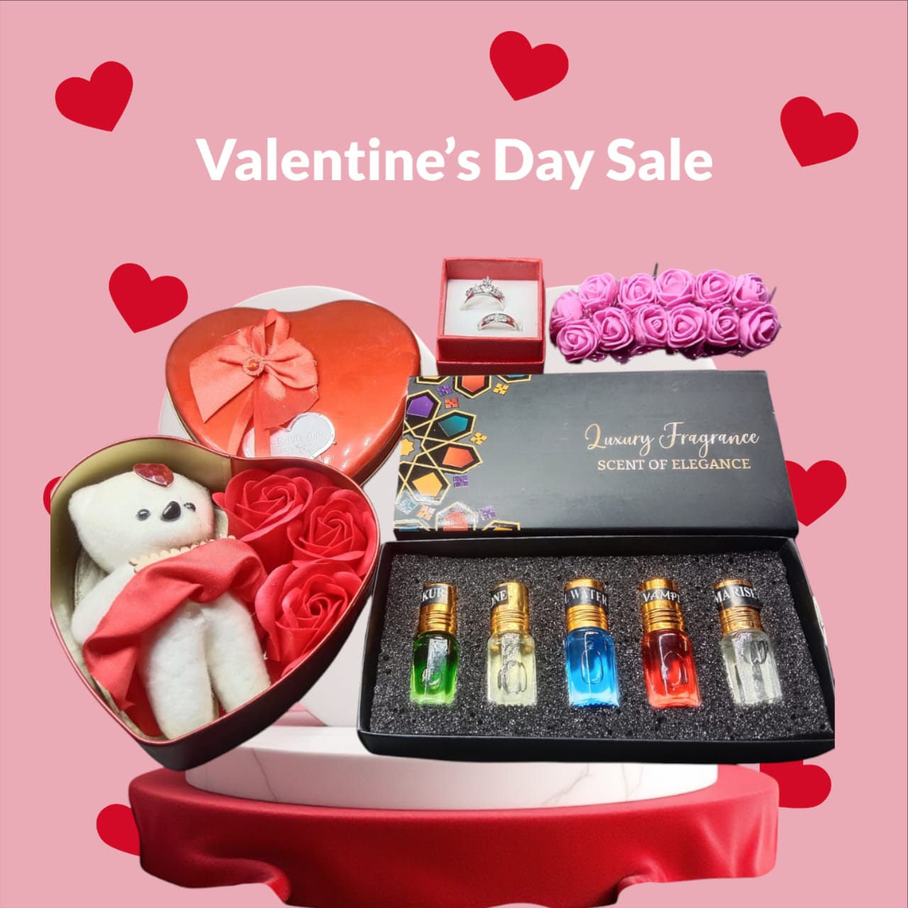 Picture of Valentine Day GIFT FOR HUSBAND (Love & ATTAR & Rings set)