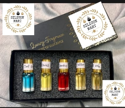 Picture of 5 pcs Combo Attar 3ml( Vampire Blood-Sultan-Dunhil Desire-Ameen Al Oud-cool Water ) Soft Perfume+ Arabian Attar