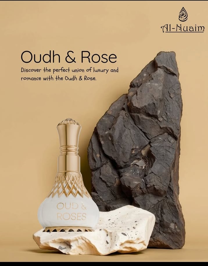 Picture of Al-Nuaim Oud & Roses Attar Roll On For Men & Women - 9.9ml | Exquisite Alcohol-Free Aromatic Fragrance Oil for Lasting Elegance and Charm