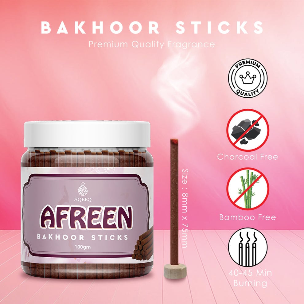 Picture of Aqeeq Afreen Premium Bakhoor Sticks | Floral Arabian Aroma | Charcoal & Bamboo Free | 100/200gms