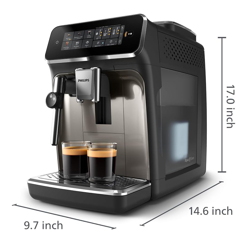 Picture of PHILIPS Series 2300 Fully Automatic Espresso Machine - 4 Hot Drinks, Fast Clean, 40% Quieter SilentBrew, Aquaclean Filter, Matte Black (EP2330/10)