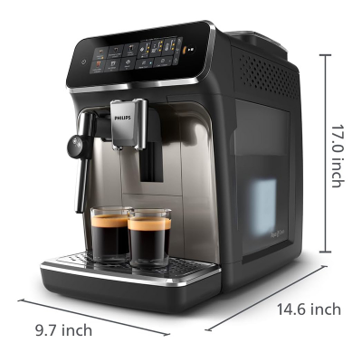Picture of PHILIPS Series 2300 Fully Automatic Espresso Machine - 4 Hot Drinks, Fast Clean, 40% Quieter SilentBrew, Aquaclean Filter, Matte Black (EP2330/10)