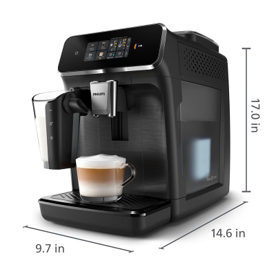Picture of PHILIPS Series 2300 Fully Automatic Espresso Machine - 4 Hot Drinks, Fast Clean, 40% Quieter SilentBrew, Aquaclean Filter, Matte Black (EP2330/10)