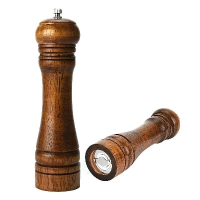 Picture of Wood Pepper and Salt Grinder -(Wooden) - Material: Wood and Metal-Grind for Home Flavour Use to easy 6 inch,8 inch - Grey