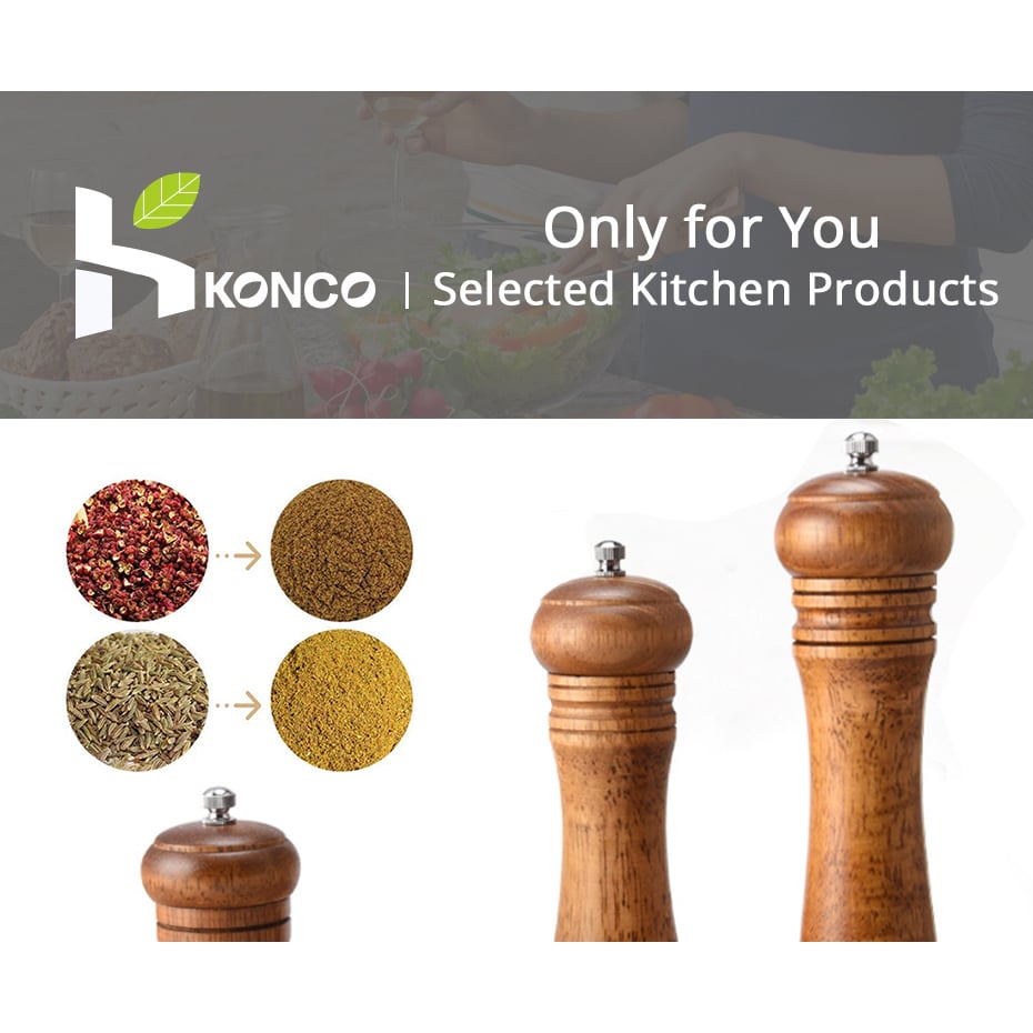 Picture of Wood Pepper and Salt Grinder -(Wooden) - Material: Wood and Metal-Grind for Home Flavour Use to easy 6 inch,8 inch - Grey