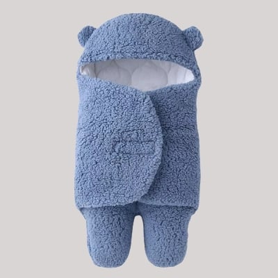 Picture of Outdoor Windproof Plush Solid Colour Soft Baby Hold Blankets - Infant Cocoon Wraps Cotton Winter Sleeping Bag (Multicolor, 0-1 Year) - Urine Mat For Baby - Multicolor