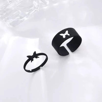 Picture of Butterfly King and Queen Couple Ring Set-2Pcs