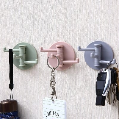 Picture of Multifunctional Rotating Seamless Adhesive Hook Bearing Punch-free Storage Wall Hanger Bathroom Kitchen Invisible Bracket Holder - Multicolor