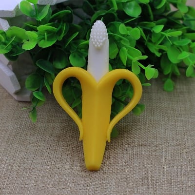 Picture of Children's Banana Teether Molar Sticks Bites Food Grade Silicone Fruit Teether Baby Training Toothbrush Dropshipping - Multicolor