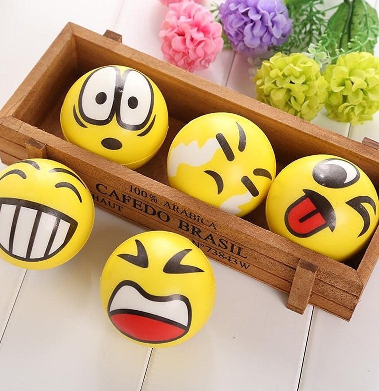 Picture of 6.3 Cm Stress Ball Emoji Squeeze Ball Exercise Stress Ball Pu Rubber Toy - 1 Pcs100 - Yellow