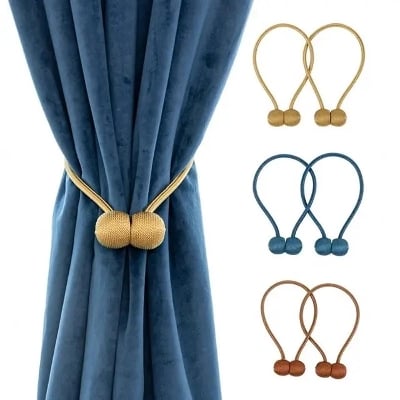 Picture of Magnetic Pearl Ball Curtain Tiebacks Set of 2 Easy to Use Home Decor - Multicolor