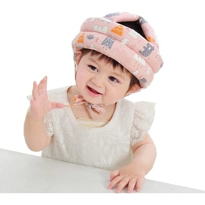 Picture of Toddler Walking Safety Helmet Head Protector Adjustable Baby Infant No Bumps Head Protector Cushion Bumper Bonnet Kids Anti-Fall Safety Cap Hat for Walking Crawling Playing, 6-36 M - Multicolor