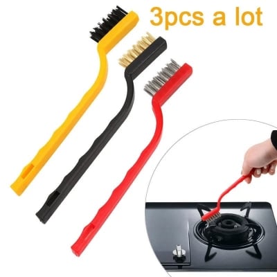 Picture of 3 Pcs Multipurpose Bathroom Tile Floor Gap Cleaning Brush Window Groove Cleaning Brush Convenient Household Corner Cleaning Tools - Multicolor