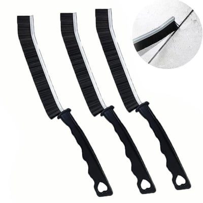 Picture of 3 Pcs Multipurpose Bathroom Tile Floor Gap Cleaning Brush Window Groove Cleaning Brush Convenient Household Corner Cleaning Tools - Black