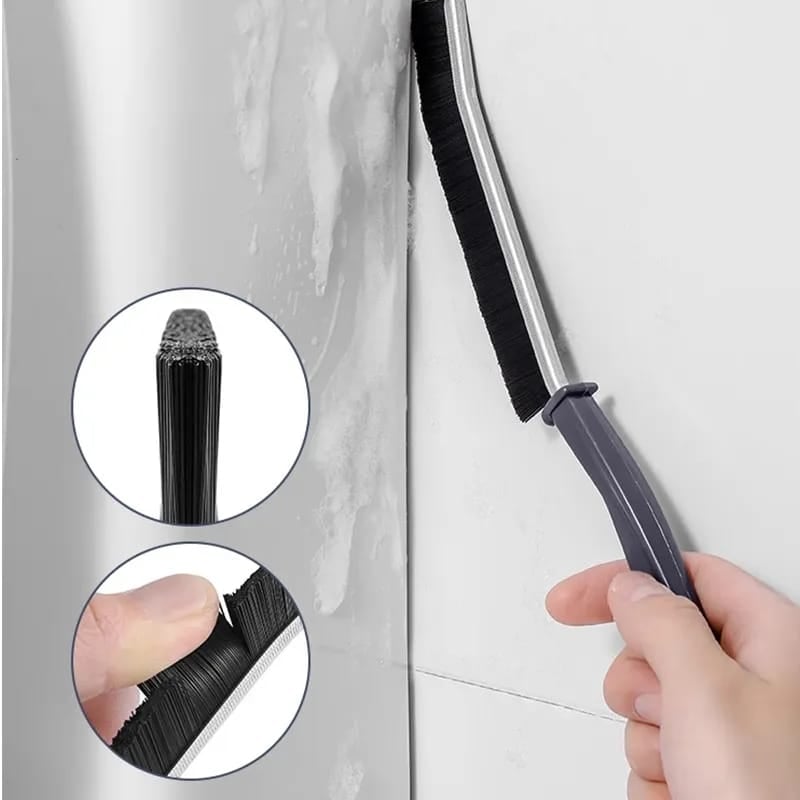 Picture of 3 Pcs Multipurpose Bathroom Tile Floor Gap Cleaning Brush Window Groove Cleaning Brush Convenient Household Corner Cleaning Tools - Black