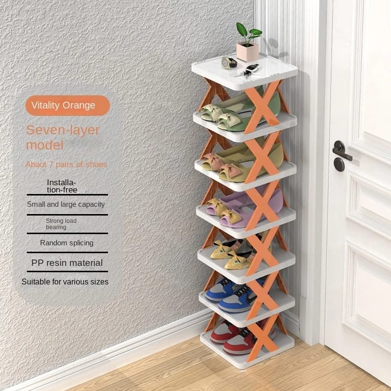 Picture of simple x shoe rack small shoe cabinet at home entrance multilayer space saving storage folding rack storage shoe cabinets - Multicolor