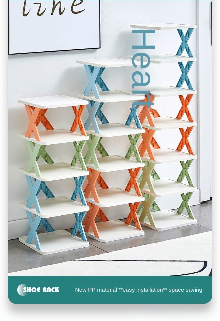 Picture of simple x shoe rack small shoe cabinet at home entrance multilayer space saving storage folding rack storage shoe cabinets - Multicolor