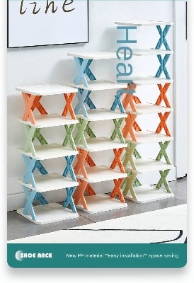 Picture of simple x shoe rack small shoe cabinet at home entrance multilayer space saving storage folding rack storage shoe cabinets - Multicolor