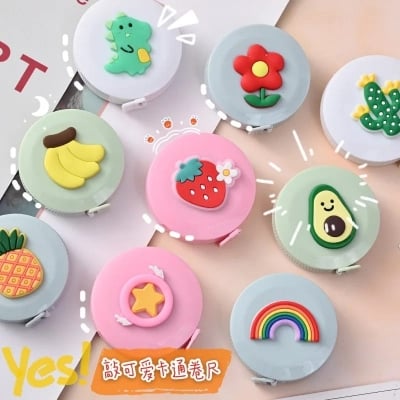 Picture of Mini Tape Meter Tape Tailor Ruler Keychain Measuring Tape Clothing Size Tape Measure Portable Sewing Tools Accessoriess - Multicolor