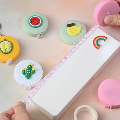Picture of Mini Tape Meter Tape Tailor Ruler Keychain Measuring Tape Clothing Size Tape Measure Portable Sewing Tools Accessoriess - Multicolor