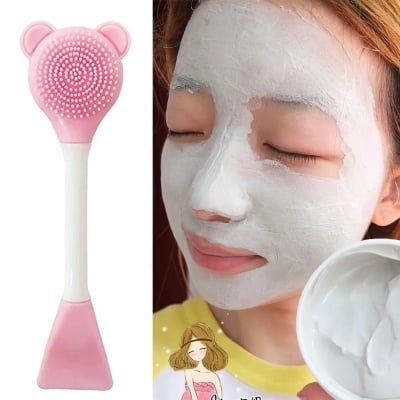 Picture of 1Pcs Bear Silicone Double Head Facial Mask Brush Mask Adjusting Beauty Mud Film Facial Brush Makeup Tools Blackhead Removal - Multicolor