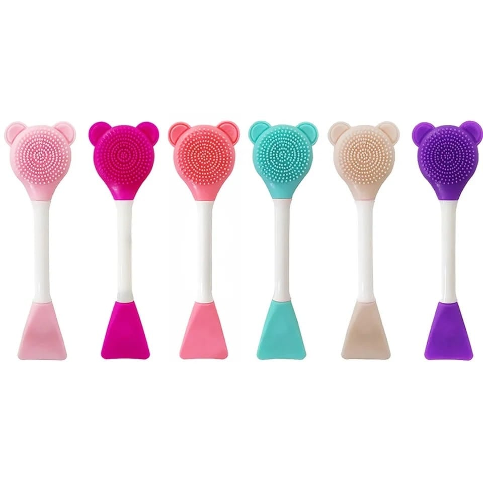 Picture of 1Pcs Bear Silicone Double Head Facial Mask Brush Mask Adjusting Beauty Mud Film Facial Brush Makeup Tools Blackhead Removal - Multicolor