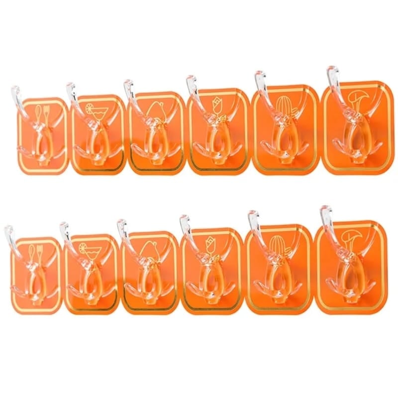 Picture of Coat Hook Heavy Duty Multifunctional Home Organization Two Prongs Kitchen Bathroom Wall Mounted Towel Hanger Household Products-6 pcs set - Multicolor