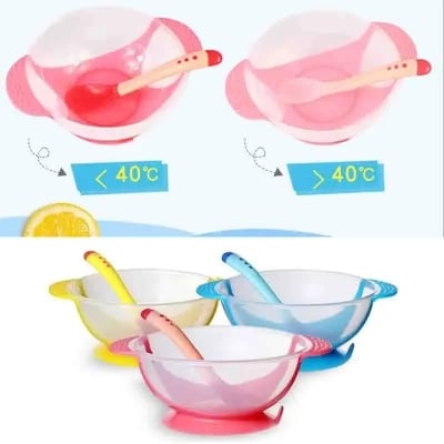Picture of Baby Suction Feeding Bowl with Spoon Bowl 1 Set Multicolor - Multicolor