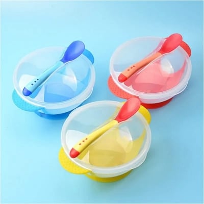Picture of Baby Suction Feeding Bowl with Spoon Bowl 1 Set Multicolor - Multicolor