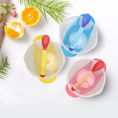 Picture of Baby Suction Feeding Bowl with Spoon Bowl 1 Set Multicolor - Multicolor