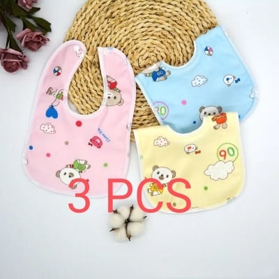 Picture of 3 Pcs Soft Cotton Bibs for Baby- Multicolor - Multicolor