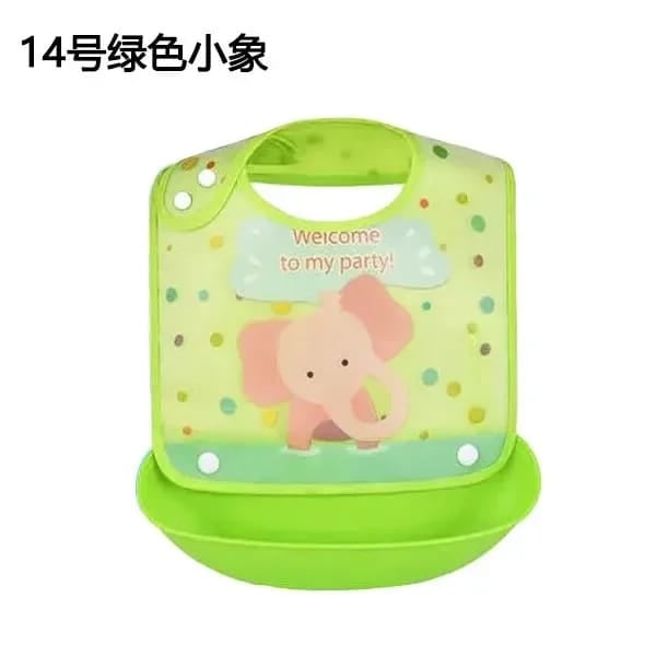 Picture of Silicone Baby Bibs, Socub Comfortable Waterproof Silicone Bibs for Babies & Toddlers, BPA Free, with Food Catcher Pocket, Sage, Ether - Multicolor