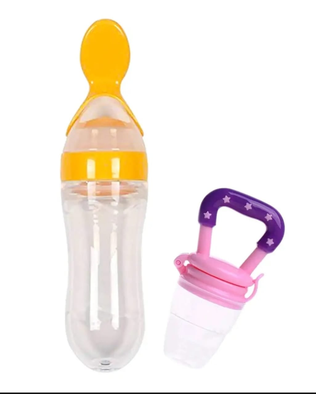 Picture of Baby Silicone Squeeze Spoon Feeder (90ML Bottle) with Fruit Pacifier for Baby - Multicolor