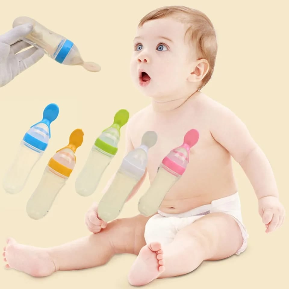 Picture of Baby Silicone Squeeze Spoon Feeder (90ML Bottle) with Fruit Pacifier for Baby - Multicolor