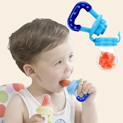 Picture of Baby Silicone Squeeze Spoon Feeder (90ML Bottle) with Fruit Pacifier for Baby - Multicolor