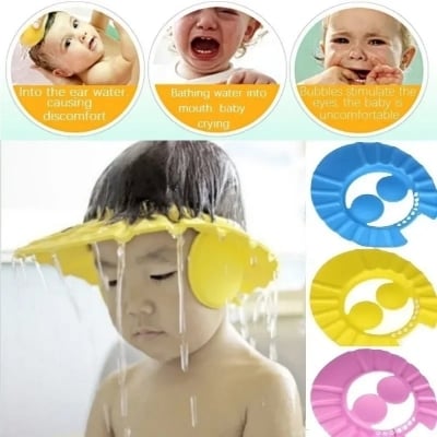 Picture of 1pcs Baby Shower Cap with Ear Protection Bath Caps Adjustable Soft Shampoo Bathing Hat Cap for Kids Toddler-Multicolor - Multicolor